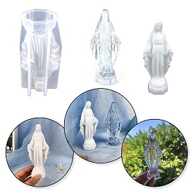 3D Religion Virgin Mary Display Decoration Silicone Molds, Resin Casting Molds, for UV Resin & Epoxy Resin Craft Making