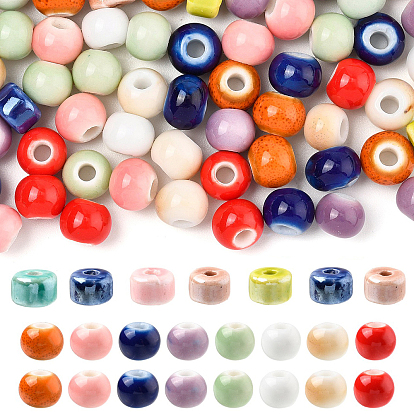 Фарфоровые бусины ручной работы, яркие глазированный фарфор, колонка и круглый