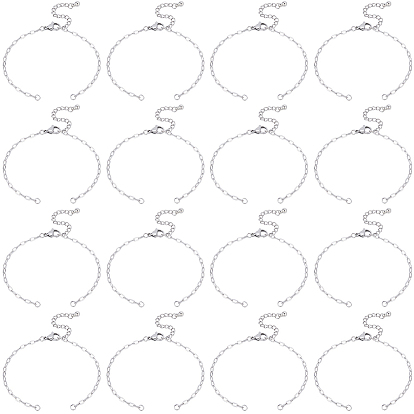 16 pièces 2.5 mm 304 fabrication de bracelets en chaîne trombone en acier inoxydable, anti-ternissement