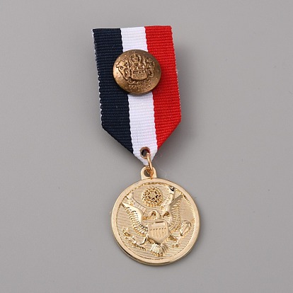 Pin de solapa colgante de aleación de zinc águila, medalla de broche de poliéster para hombres