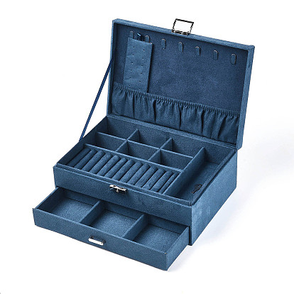 Бархатные и деревянные шкатулки, портативный кейс для хранения ювелирных изделий, с замком из сплава, для кольца серьги колье, прямоугольные