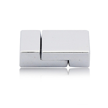 Nickel Free & Lead Free Alloy Rectangle Magnetic Clasps with Glue-in Ends, Long-Lasting Plated, 20x17x5.5mm, Hole: 3x14mm