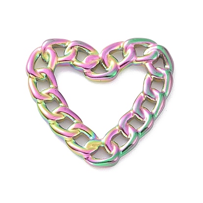 304 Stainless Steel Linking Rings, Curb Chain Style, Heart