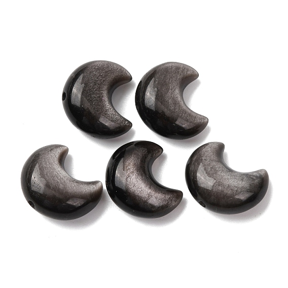 Натуральные серебряные бусины из обсидиана, луна