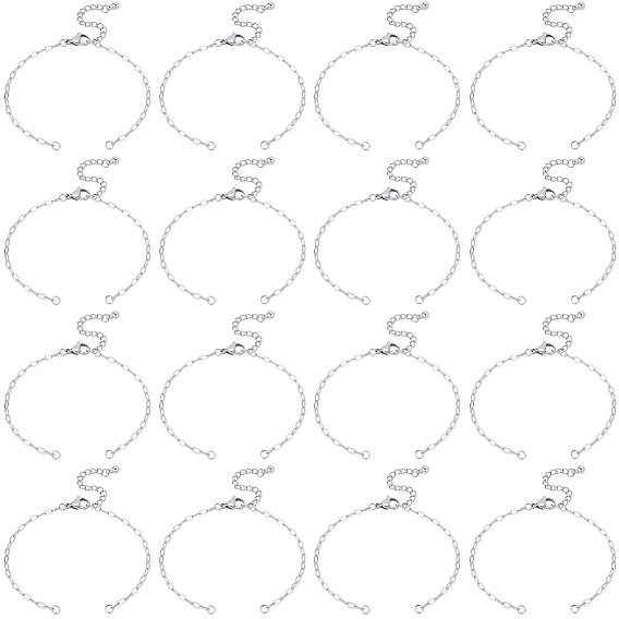 16 pièces 2.5 mm 304 fabrication de bracelets en chaîne trombone en acier inoxydable, anti-ternissement