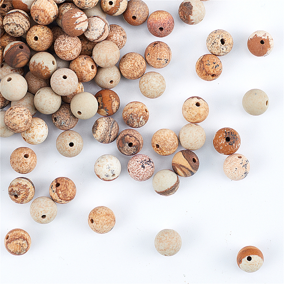 Матовые круглые бусины из натуральной яшмы