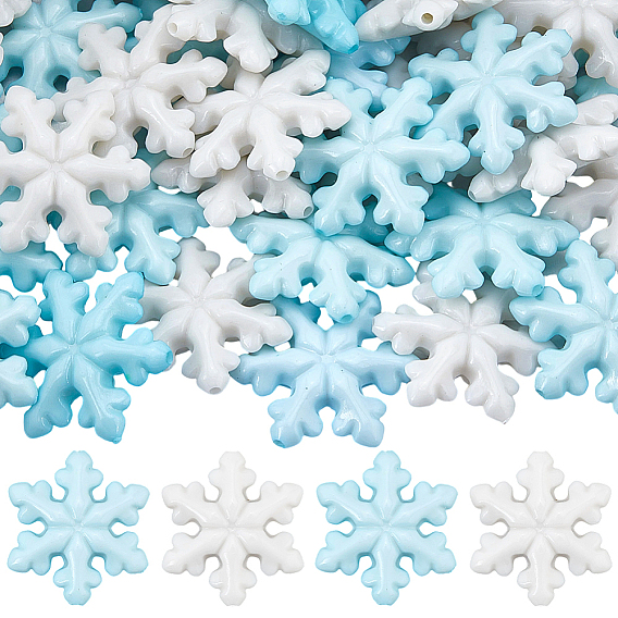 36 шт. 2 цветные светящиеся непрозрачные акриловые бусины, снежинка, светится в темноте