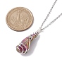 Mixed Color Dyed Natural Quartz Crystal Irregular Nugget Pendant Necklace, 304 Stainless Steel Star Wire Wrap Necklace