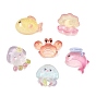 Ocean Theme Transparent Resin & Paillette Cabochons, Mixed Shapes