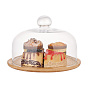 Glass Dome, Cake Decorative Display Case, Cloche Bell Jar Terrarium with Wood Base