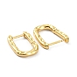 Textured Rectangle Brass Hoop Earrings, Long-Lasting Plated Earrings for Girl Women