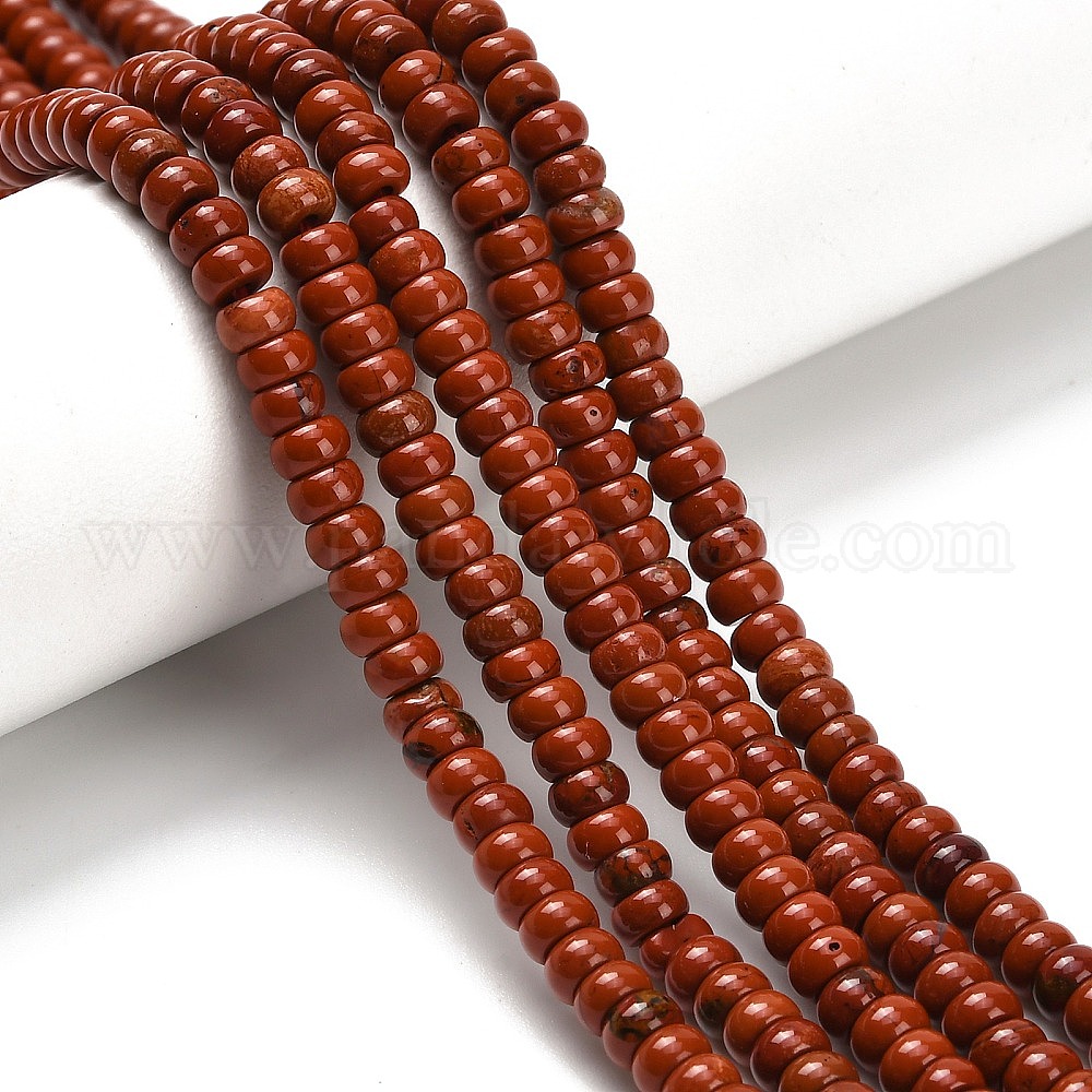 Natural Red Jasper Beads Strands, Rondelle, Grade AB+