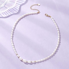 Ожерелья из натурального культивированного пресноводного жемчуга для женщин, рис, с 304 из нержавеющей стали застежка когтя омара