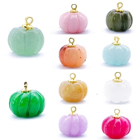 Natural Gemstone Carved Small Pumpkin Pendants