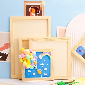 Cadre photo en argile en bois vierge inachevé, pour les enfants bricolage peinture d'argile à la main