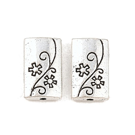 Сплавочные овальные бусины тибетского стиля , прямоугольник с цветочным узором