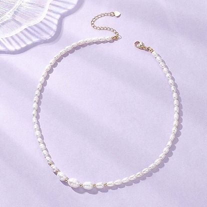 Ожерелья из натурального культивированного пресноводного жемчуга для женщин, рис, с 304 из нержавеющей стали застежка когтя омара