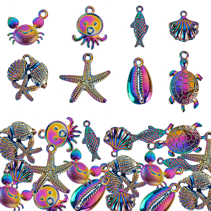 32Pcs 8 Style Alloy Pendants, Cadmium Free & Nickel Free & Lead Free, Mixed Shapes