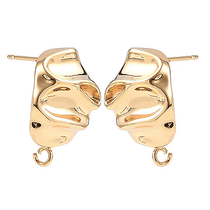 Apprêts de boucles d'oreilles à clous en laiton shegrace, Nuggest, avec boucle, sans cadmium et sans plomb et sans nickel, plaqué longue durée