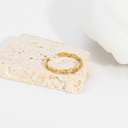 Минималистичное регулируемое 304 кольцо из нержавеющей стали с плетеными линиями, стильные украшения.