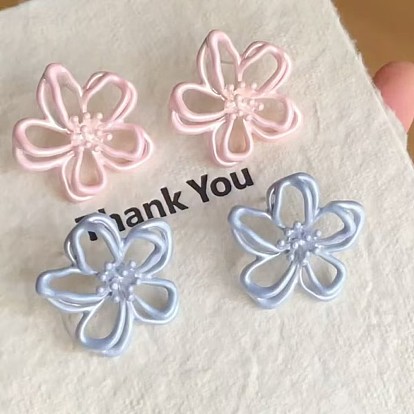 Aretes de aleación para mujer, flor
