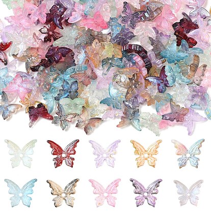 200г 10 цвета, запеченные расписные стеклянные бусины, бабочка, с золотой порошок, два тона
