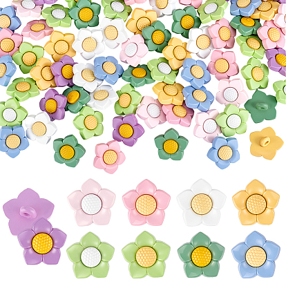 90 шт 9 цвета 1 пуговицы из пластмассы с отверстиями, цветок