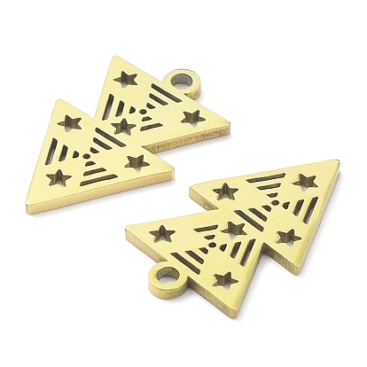 Ion Plating(IP) 316L Surgical Stainless Steel Pendants, Laser Cut, Triangle with Star Charm