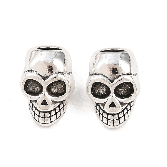 Тибетский стиль сплава настройки европейского бисера горный хрусталь, бусины с большим отверстием, череп