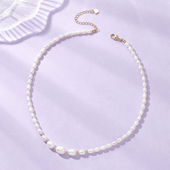 Ожерелья из натурального культивированного пресноводного жемчуга для женщин, рис, с 304 из нержавеющей стали застежка когтя омара