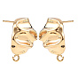 SHEGRACE Brass Stud Earring Findings, Nuggest, with Loop, Cadmium Free & Lead Free & Nickel Free, Long-Lasting Plated