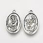 Сплавочные подвески тибетского стиля, ул. Фрэнсис ассизийской медали, овальные, без кадмия и без свинца