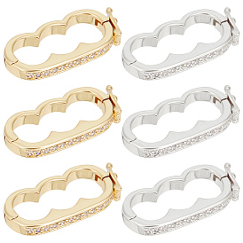 6 шт. 2 цвета стойка покрытие латунь микропаве прозрачный кубический цирконий арахис застежки-крутилки, для изготовления жемчужного браслета из 3 нитей с застежками