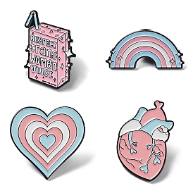 Heart/Rainbow/Box Enamel Pins, Black Alloy Brooches for Backpack Clothes Women