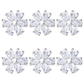 6шт. латунные стеклянные кнопки, цветок, 1-луночное