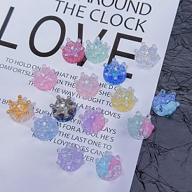 Светящиеся кабошоны из прозрачной смолы, корона, с блеском порошок, светится в темноте