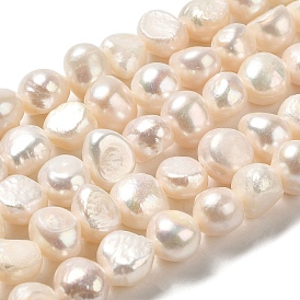 Hilos de perlas de agua dulce cultivadas naturales, dos lados pulidos, grado 3 un