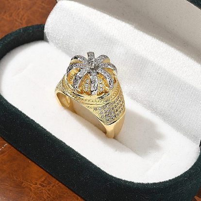 Кольца-манжеты с микропаве из латуни и прозрачными кубическими цирконами для женщин, без кадмия, без никеля и без свинца, цветок