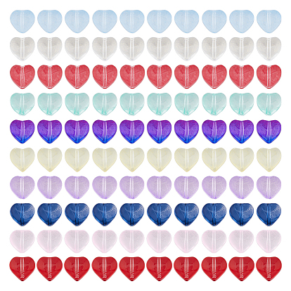 200шт 10 цвета прозрачные окрашенные распылением стеклянные бусины, сердце