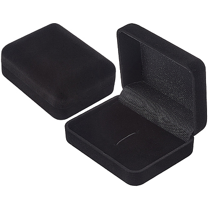 2Pcs Rectangle Flocking Plastic Boxes, Cufflink Cases