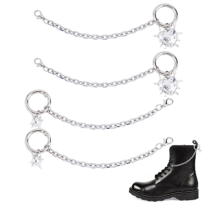 4 шт 2 стили сплав обувь подвески, сердце и метеоритный молот, с карабинами из сплава и пружинными кольцами