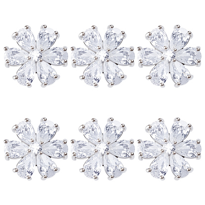 6шт. латунные стеклянные кнопки, цветок, 1-луночное