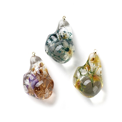 Подвески из прозрачной смолы с сухоцветами, с латунной найти