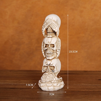 Halloween Creative Skull Head Resin Decoration, Skeleton Ghost, Festival Tabletop Entrance Decoration