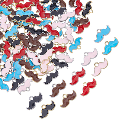 80шт 10 цвета подвески из цинкового сплава, борода, с эмалью, золотые / платиновые