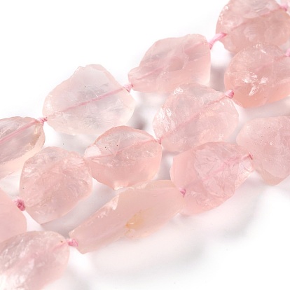 Brins bruts de perles de quartz rose naturel brut, nuggets