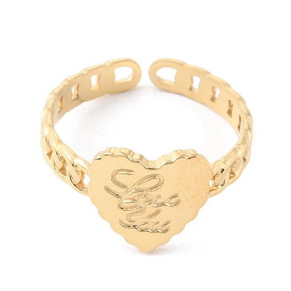 304 corazón de acero inoxidable con amor, anillos abiertos para el día de San Valentín