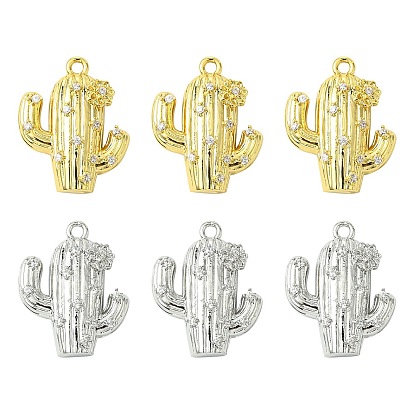 6шт. 2 цвета латунь с подвесками из кубического циркония, кактус
