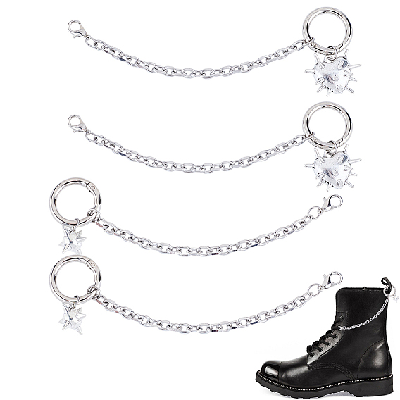 4 шт 2 стили сплав обувь подвески, сердце и метеоритный молот, с карабинами из сплава и пружинными кольцами