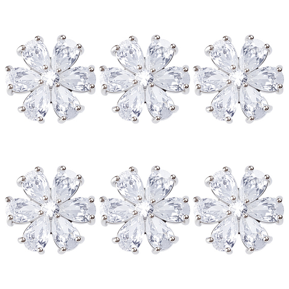 6шт. латунные стеклянные кнопки, цветок, 1-луночное